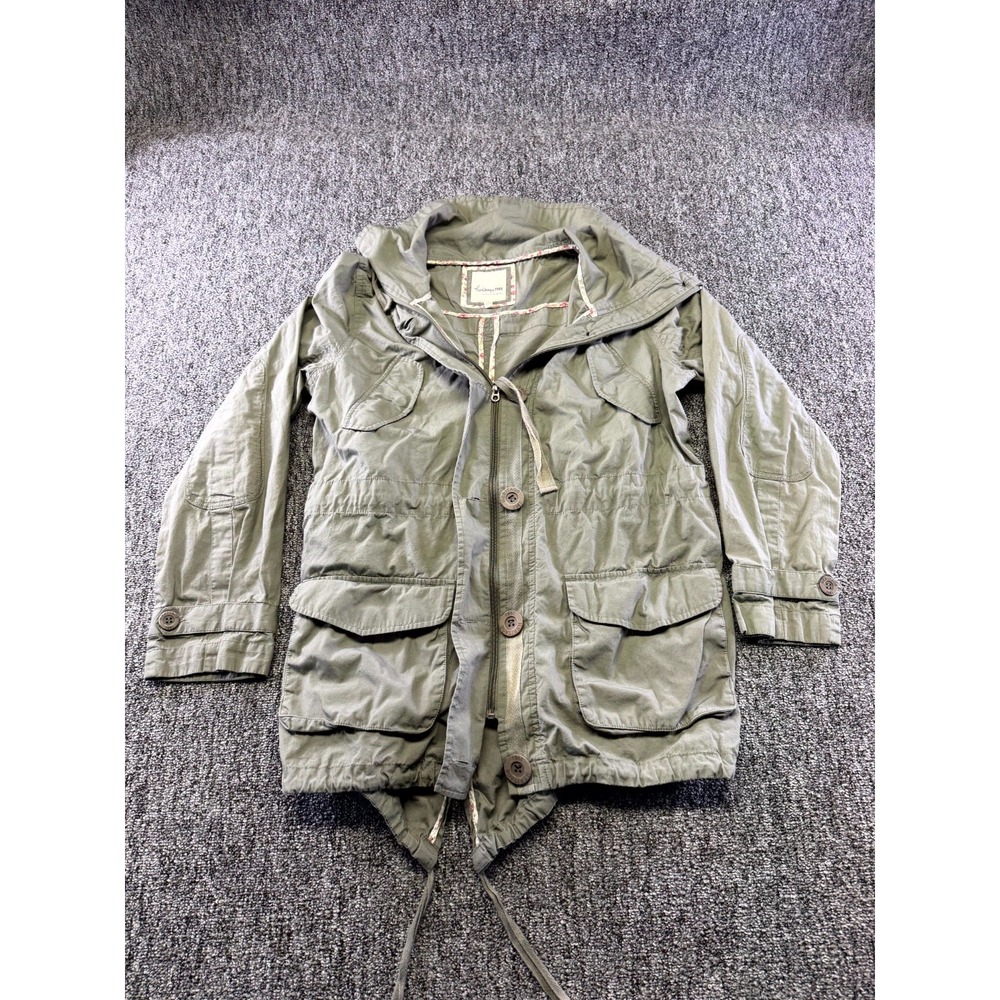 Heritage Utility Jacket Womens Large Olive Green Button Front Patch Pockets